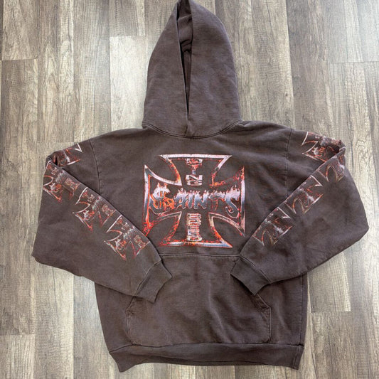 Saints brown dying breed cross hoodie