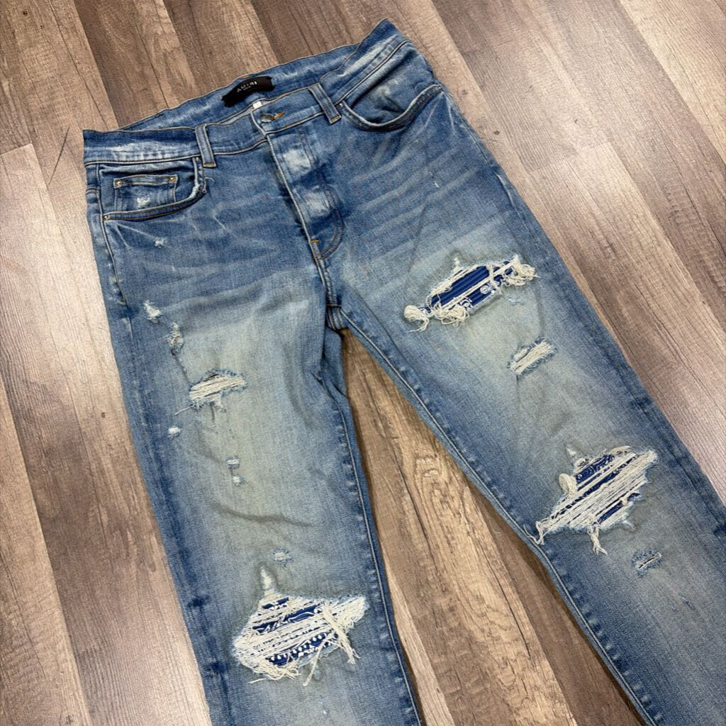 Amiri Jean Mx1 Blue Paisley patch
