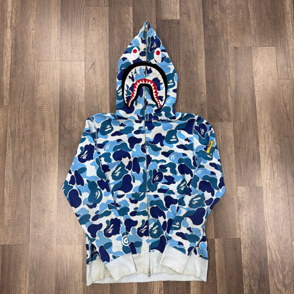 Bape blue camo shark hoodie