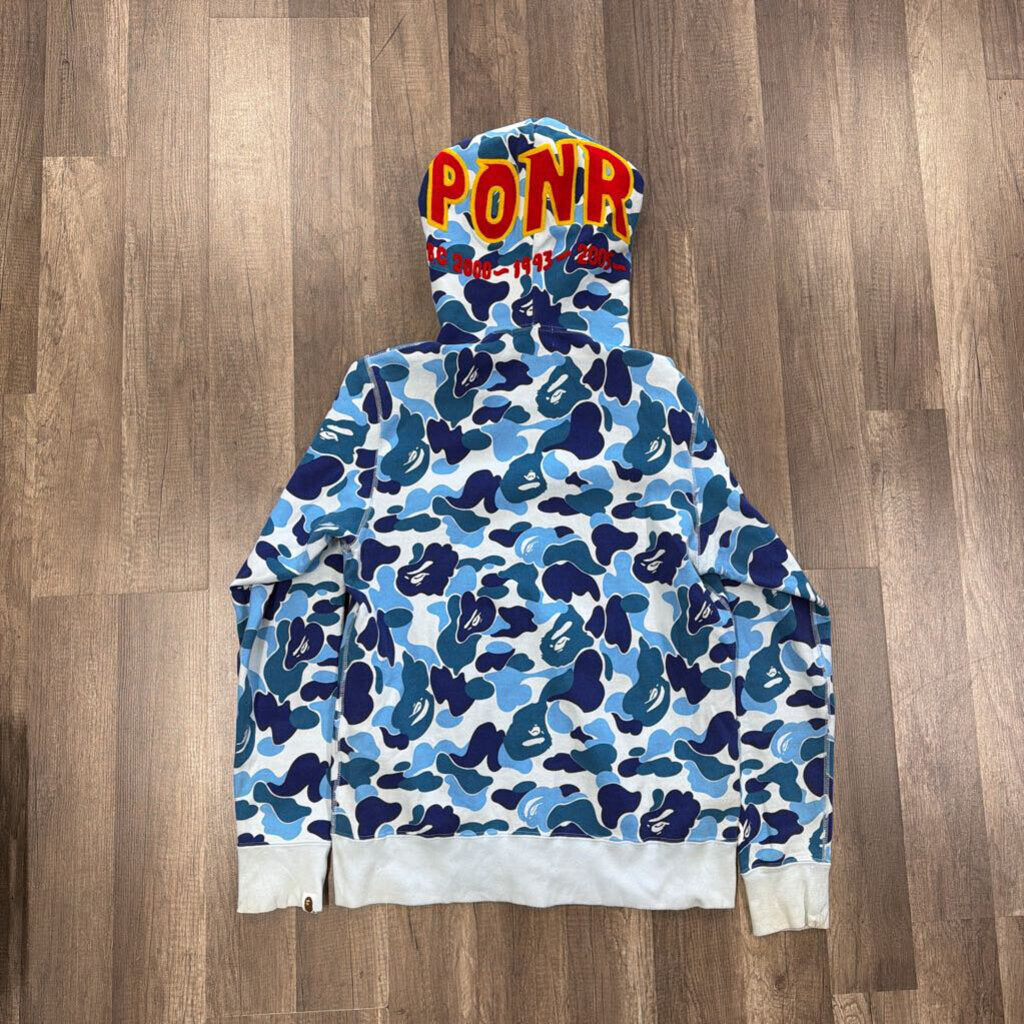 Bape blue camo shark hoodie