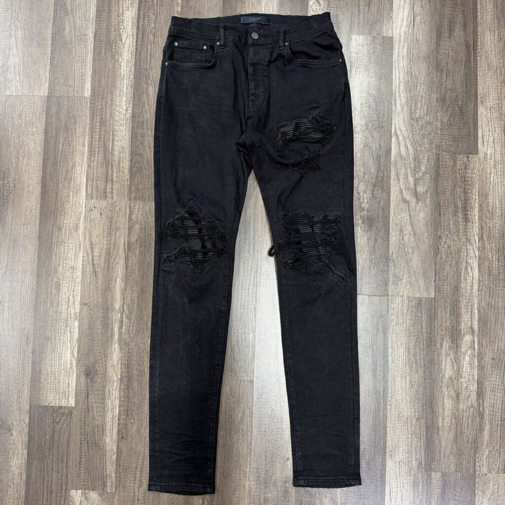 Amiri Jean Mx2 Black Leather Patch