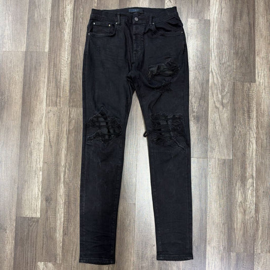 Amiri Jean Mx2 Black Leather Patch