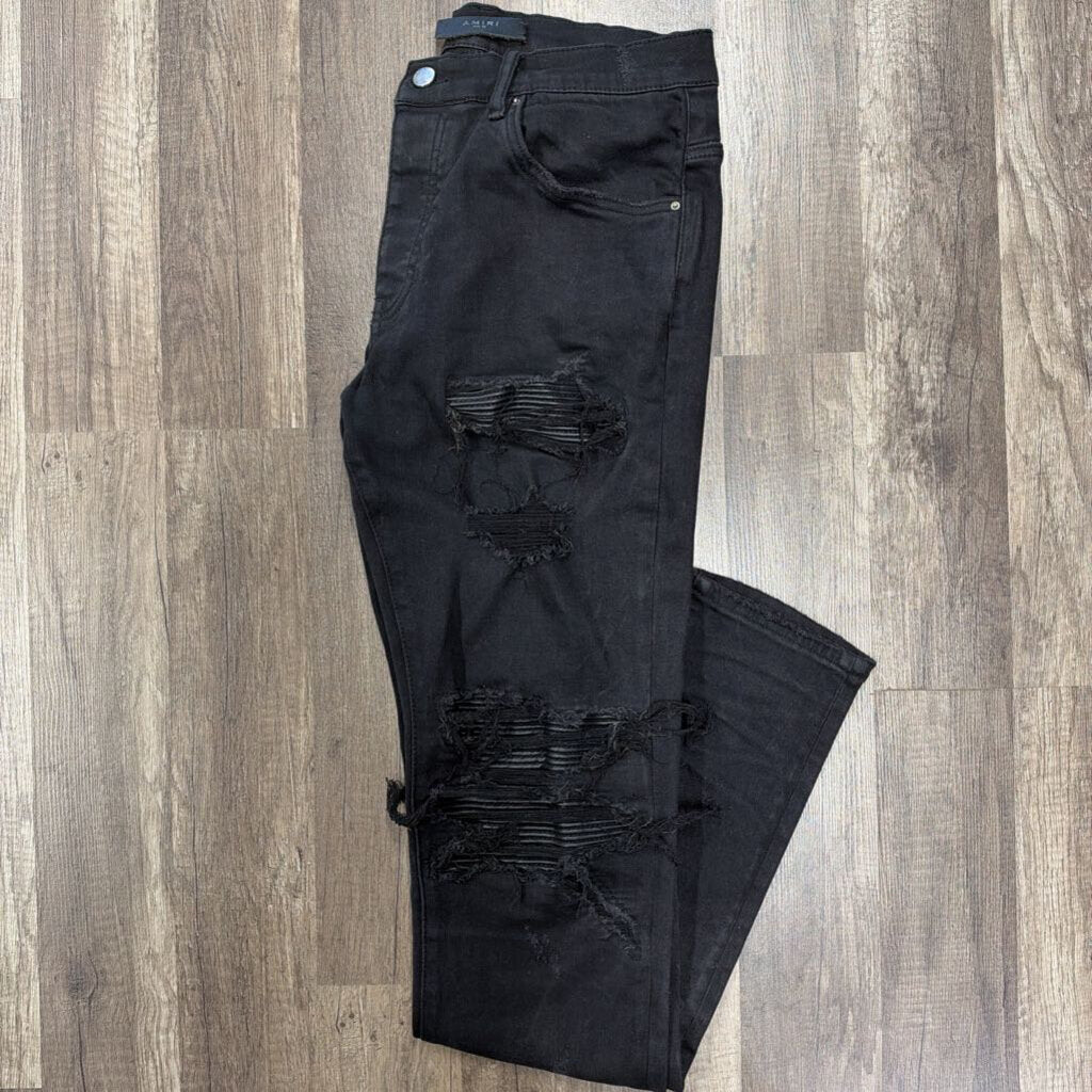 Amiri Jean Mx2 Black Leather Patch
