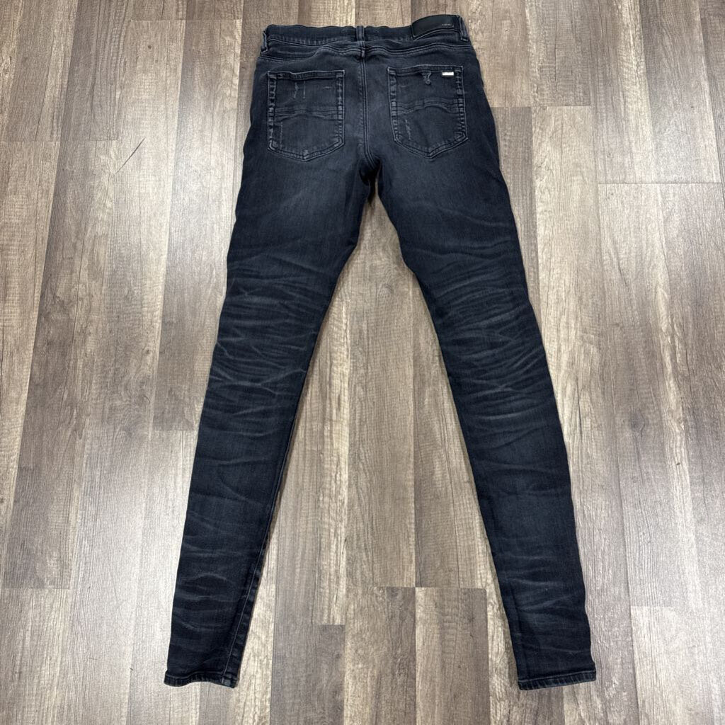Amiri Jean Black Blue Flannel