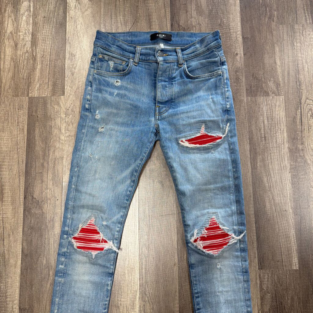 Amiri Jean Mx1 Blue Red Patch