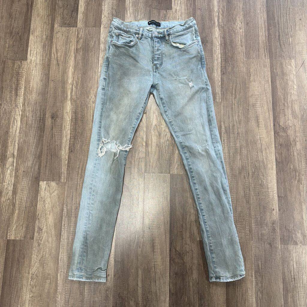Purple Jean Light Wash Denim Rip Knee