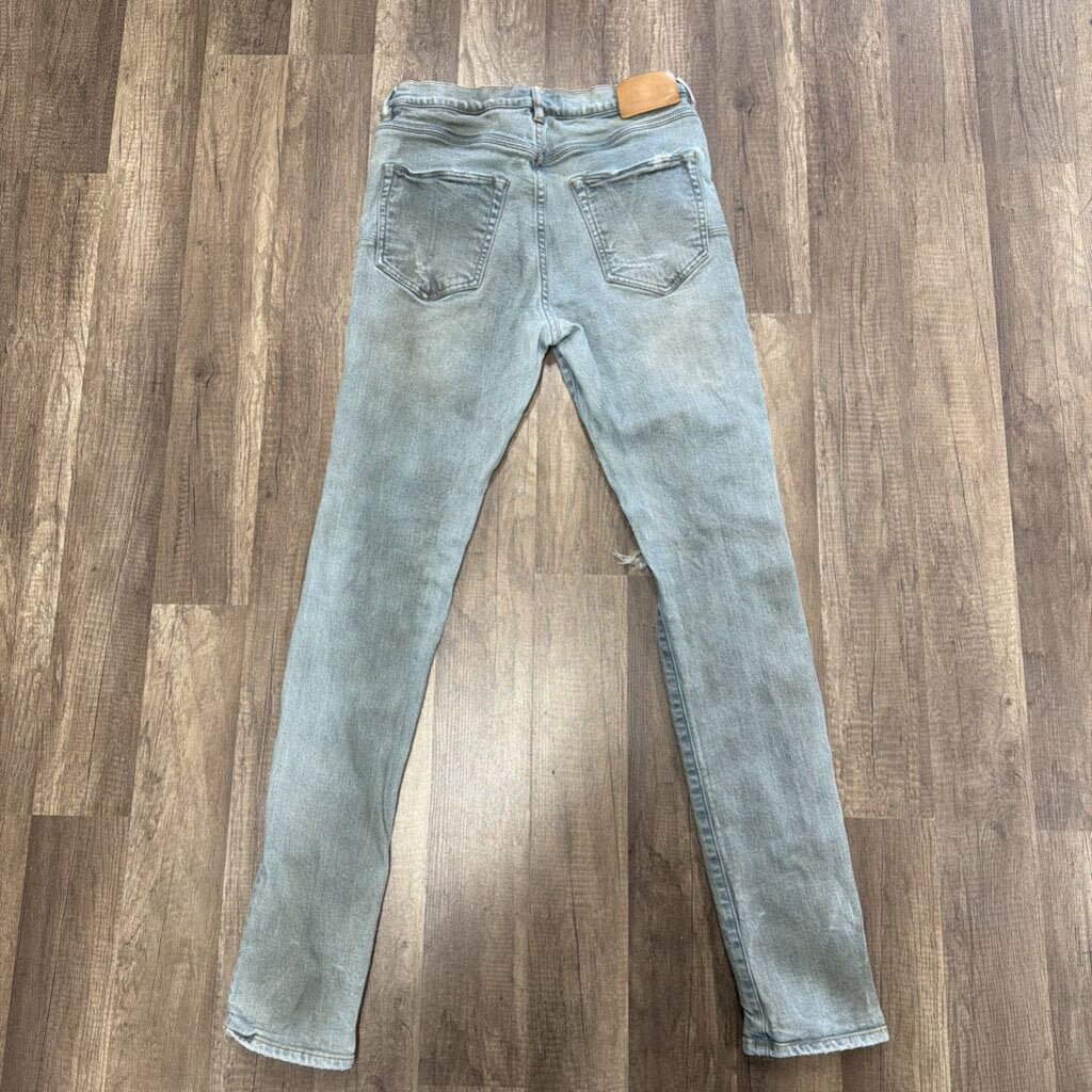 Purple Jean Light Wash Denim Rip Knee