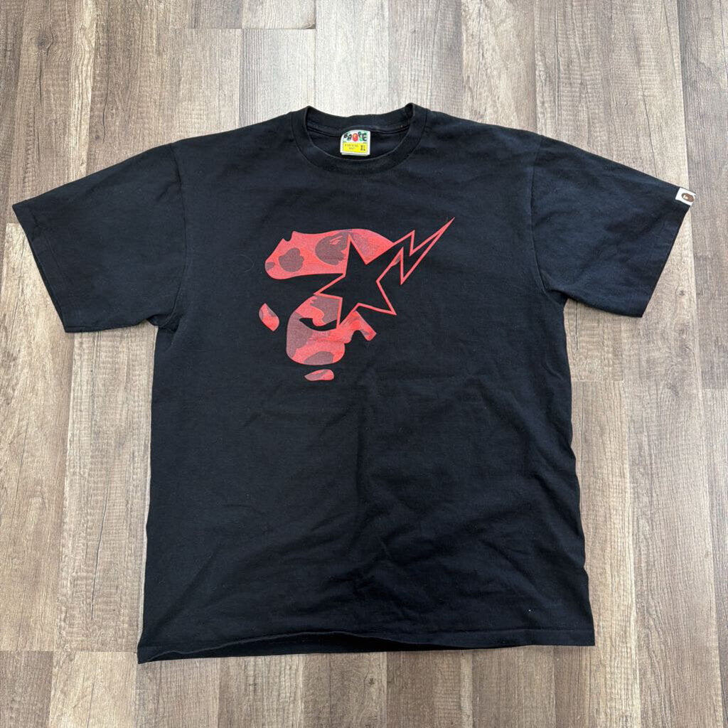 Bape Black Red Head Camo Tee
