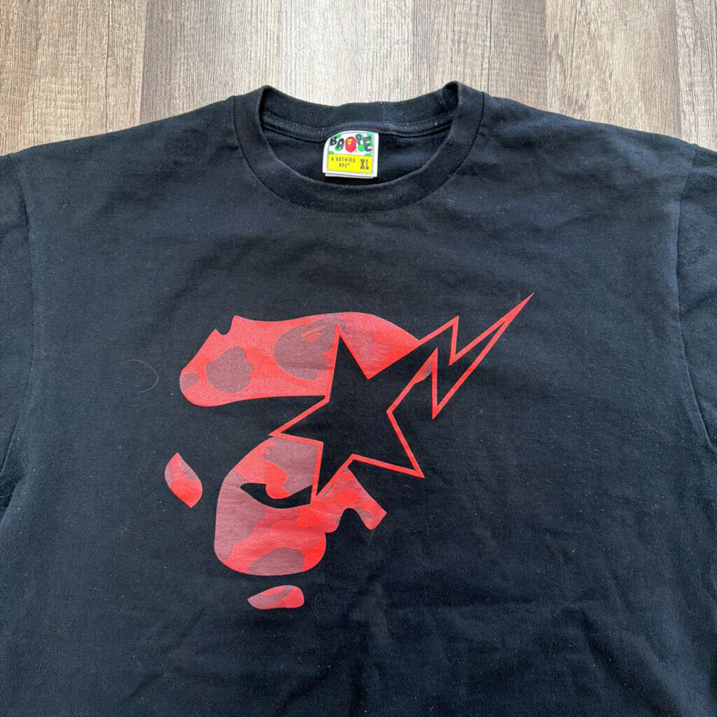 Bape Black Red Head Camo Tee