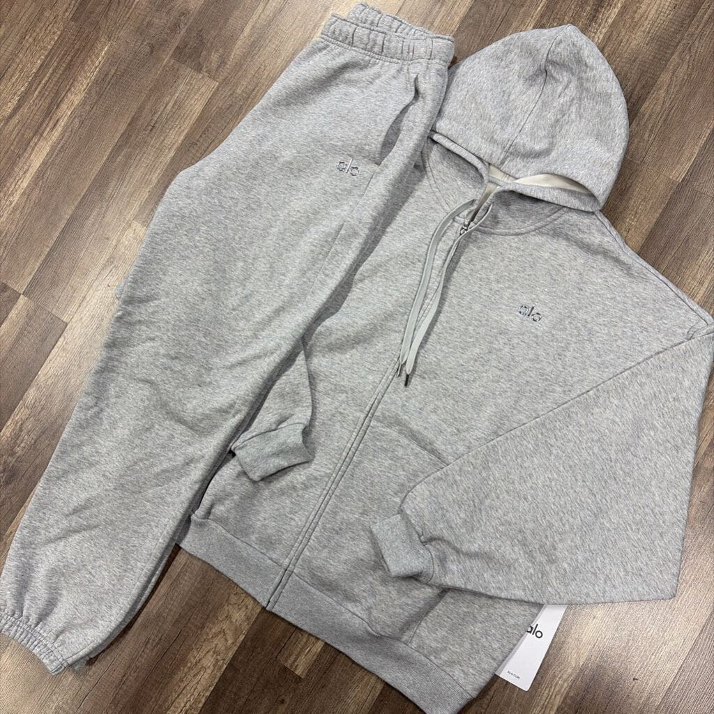 Alo sweat suit grey zip up