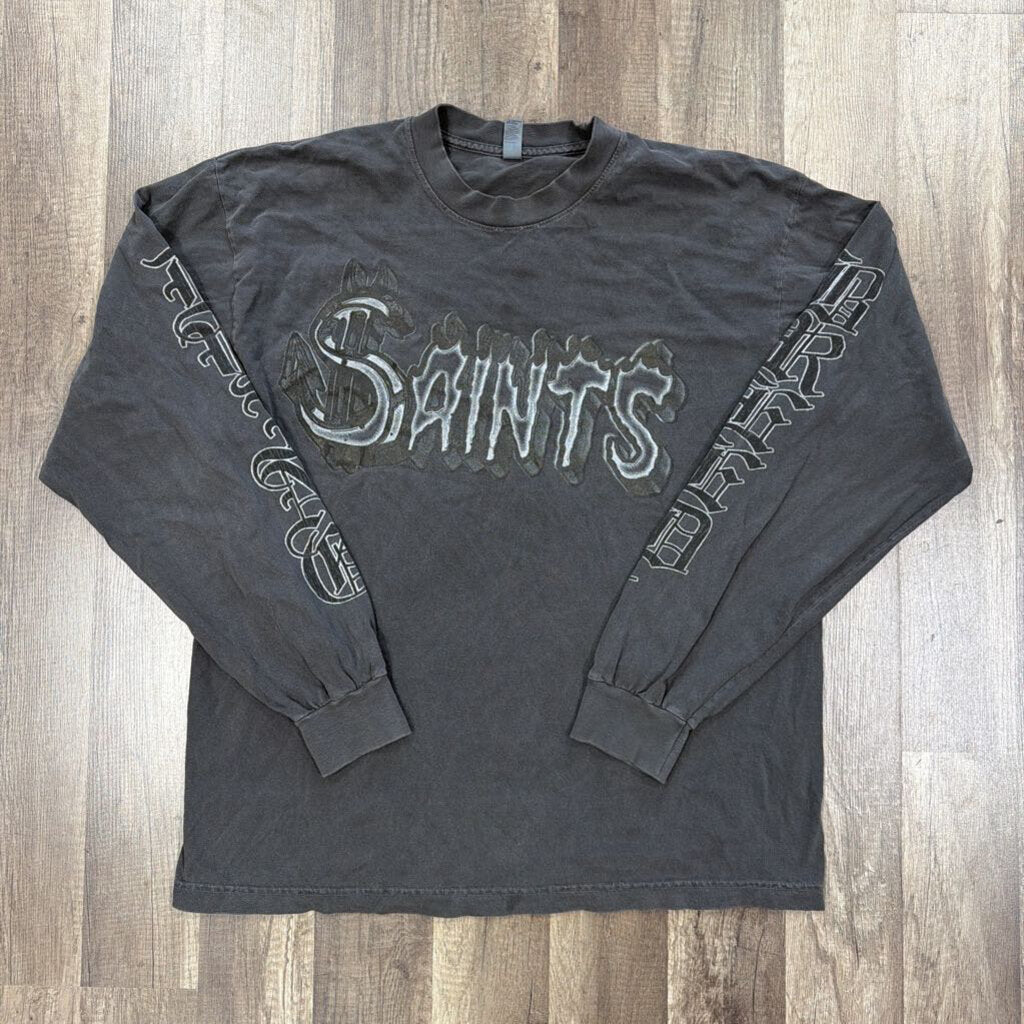 Saints dying bred logo shirt grey