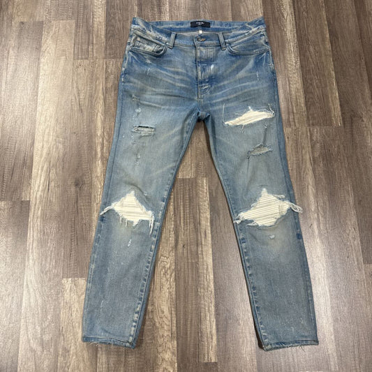 Amiri Blue Jeans White Leather Patch